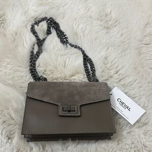 Taupe Crossbody Bag with Chain Strap